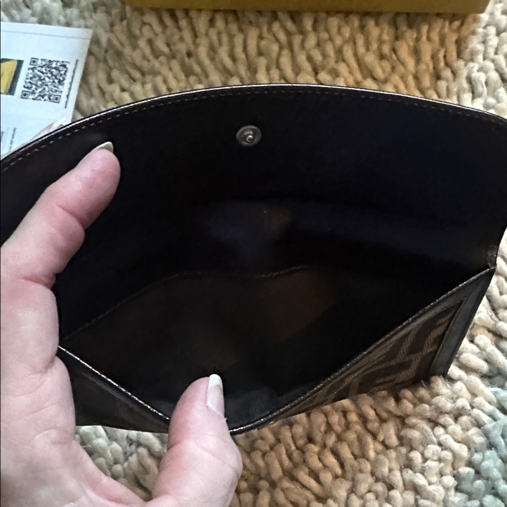 FENDI Black/Brown FF Zucca Logo wallet leather trim w/COA and box - Picture 2 of 6